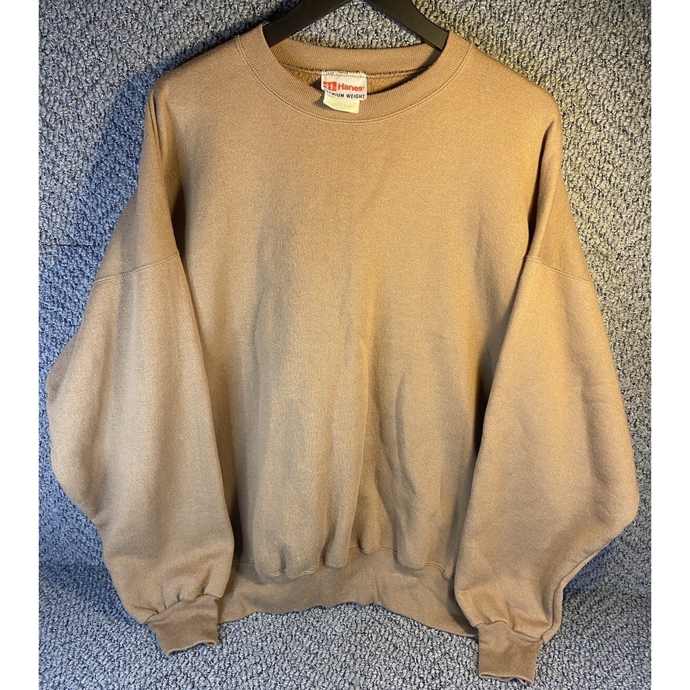 Vintage Hanes Premium Weight Sweatshirt Heavyweight 90s Blank Men's XXL Brown